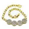 Oro Laminado Fancy Bracelet, Gold Filled Style with White Cubic Zirconia, Polished, Golden Finish, 03.283.0083.07