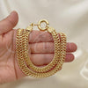 Oro Laminado Necklace and Bracelet, Gold Filled Style Chunky Design, Polished, Golden Finish, 06.179.0003