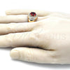 Oro Laminado Mens Ring, Gold Filled Style with Garnet and White Cubic Zirconia, Polished, Golden Finish, 01.266.0047.1.12