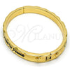 Gold Tone Individual Bangle, Heart Design, Black Enamel Finish, Golden Finish, 07.252.0031.05.GT (07 MM Thickness, Size 5 - 2.50 Diameter)