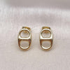 Oro Laminado Stud Earring, Gold Filled Style Puff Mariner Design, Polished, Golden Finish, 02.213.0303