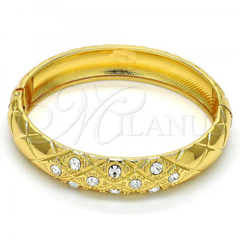 Gold Tone Individual Bangle, with White Crystal, Polished, Golden Finish, 07.252.0015.05.GT (14 MM Thickness, Size 5 - 2.50 Diameter)