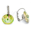 Rhodium Plated Leverback Earring, with Luminous Green Swarovski Crystals, Polished, Rhodium Finish, 02.239.0005.3