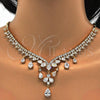Oro Laminado Necklace and Earring, Gold Filled Style Teardrop Design, with White Cubic Zirconia, Polished, Golden Finish, 06.221.0005