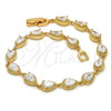 Oro Laminado Tennis Bracelet, Gold Filled Style Teardrop Design, with White Cubic Zirconia, Polished, Golden Finish, 03.213.0006.1.07