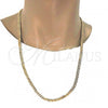 Gold Tone Basic Necklace, Pave Cuban Design, Polished, Golden Finish, 04.242.0037.28GT