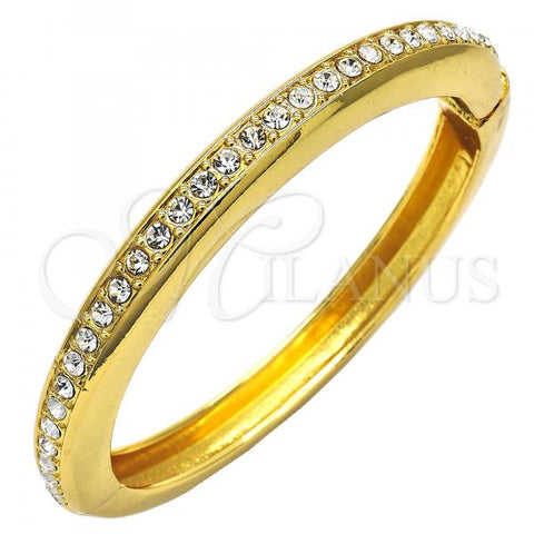 Oro Laminado Individual Bangle, Gold Filled Style with White Crystal, Polished, Golden Finish, 07.252.0063.04 (08 MM Thickness, Size 4 - 2.25 Diameter)