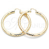 Oro Laminado Extra Large Hoop, Gold Filled Style Hollow Design, Diamond Cutting Finish, Golden Finish, 02.213.0241.70