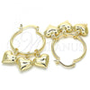 Oro Laminado Small Hoop, Gold Filled Style Heart and Hollow Design, Polished, Golden Finish, 02.63.2635.25