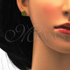 Stainless Steel Stud Earring, Flower Design, with Dark Peridot Crystal, Polished, Golden Finish, 02.271.0020.10