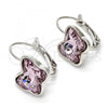 Rhodium Plated Leverback Earring, Butterfly Design, with Antique Pink Swarovski Crystals, Polished, Rhodium Finish, 02.239.0011.3