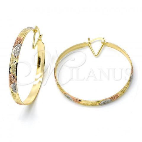 Gold Plated Large Hoop, Diamond Cutting Finish, Tricolor, 02.70.0001.03