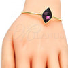 Oro Laminado Individual Bangle, Gold Filled Style with Amethyst Swarovski Crystals, Polished, Golden Finish, 07.239.0006.7 (02 MM Thickness, One size fits all)