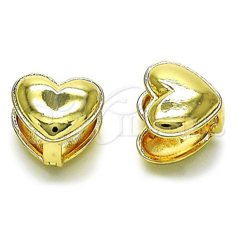 Oro Laminado Huggie Hoop, Gold Filled Style Heart Design, Polished, Golden Finish, 02.195.0283.14