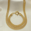 Oro Laminado Necklace and Bracelet, Gold Filled Style Greek Key Design, Polished, Golden Finish, 06.179.0003