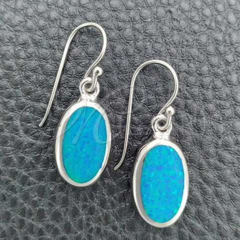 Sterling Silver Dangle Earring, with Bermuda Blue Opal, Polished, Silver Finish, 02.391.0001