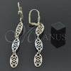 Oro Laminado Long Earring, Gold Filled Style Diamond Cutting Finish, Tricolor, 02.63.2269