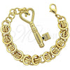Oro Laminado Charm Bracelet, Gold Filled Style key Design, Polished, Golden Finish, 5.005.011
