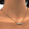 Oro Laminado Pendant Necklace, Gold Filled Style Flower Design, with White Cubic Zirconia, Polished, Golden Finish, 04.213.0049.16