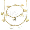 Oro Laminado Necklace and Bracelet, Gold Filled Style Heart Design, Polished, Golden Finish, 06.63.0200