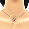 Sterling Silver Pendant Necklace, with White Cubic Zirconia, Polished, Rhodium Finish, 04.336.0214.16