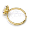 Oro Laminado Multi Stone Ring, Gold Filled Style Flower Design, with Aurore Boreale Swarovski Crystals, Polished, Golden Finish, 01.239.0010.7 (One size fits all)