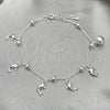 Sterling Silver Charm Bracelet, Dolphin and Ball Design, Polished, Silver Finish, 03.395.0017.07