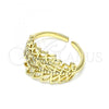 Oro Laminado Multi Stone Ring, Gold Filled Style Leaf Design, Polished, Golden Finish, 01.213.0012