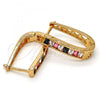 Oro Laminado Huggie Hoop, Gold Filled Style with Black and White Cubic Zirconia, Polished, Golden Finish, 02.267.0010.1.15