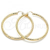 Oro Laminado Extra Large Hoop, Gold Filled Style Hollow Design, Diamond Cutting Finish, Golden Finish, 02.170.0308.80