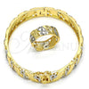Oro Laminado Set Bangle, Gold Filled Style Infinite Design, Diamond Cutting Finish, Two Tone, 13.99.0001.05.07 (09 MM Thickness, Size 7)