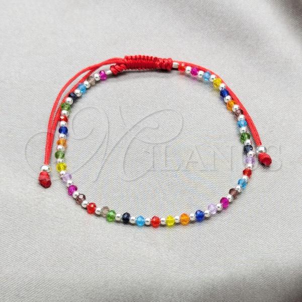 Sterling Silver Adjustable Bolo Bracelet, Ball Design, with Multicolor Crystal, Polished, Silver Finish, 03.426.0035.07