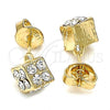 Oro Laminado Stud Earring, Gold Filled Style with White Crystal, Polished, Golden Finish, 02.63.2496 *PROMO*