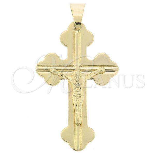 Oro Laminado Religious Pendant, Gold Filled Style Crucifix Design, Golden Finish, 05.16.0017