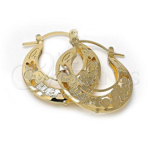 Oro Laminado Medium Hoop, Gold Filled Style Diamond Cutting Finish, Golden Finish, 02.30.0035