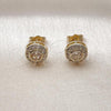 Oro Laminado Stud Earring, Gold Filled Style Cluster Design, with White Cubic Zirconia, Polished, Golden Finish, 02.283.0282