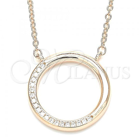 Sterling Silver Pendant Necklace, with White Cubic Zirconia, Polished, Rose Gold Finish, 04.336.0007.1.16