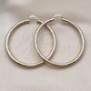 Oro Laminado Extra Large Hoop, Gold Filled Style Hollow Design, Diamond Cutting Finish, Tricolor, 02.213.0313.1.70