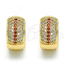 Oro Laminado Huggie Hoop, Gold Filled Style with Garnet and White Cubic Zirconia, Polished, Golden Finish, 02.210.0039.2.15