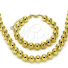 Oro Laminado Necklace and Bracelet, Gold Filled Style Ball and Hollow Design, Polished, Golden Finish, 06.253.0007