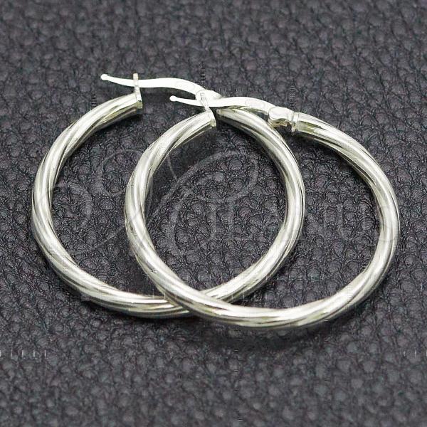 Sterling Silver Medium Hoop, Diamond Cutting Finish, Silver Finish, 02.389.0176.30