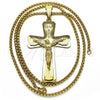 Stainless Steel Pendant Necklace, Crucifix Design, Polished, Golden Finish, 04.116.0050.30