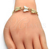 Oro Laminado Fancy Bracelet, Gold Filled Style Butterfly Design, Polished, Golden Finish, 03.63.1887.08