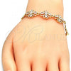 Oro Laminado Fancy Bracelet, Gold Filled Style with White Cubic Zirconia, Polished, Golden Finish, 03.316.0008.07