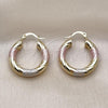 Oro Laminado Small Hoop, Gold Filled Style Hollow Design, Diamond Cutting Finish, Tricolor, 02.213.0311.1.25
