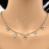 Oro Laminado Necklace and Bracelet, Gold Filled Style Heart Design, Polished, Golden Finish, 06.63.0203