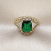 Oro Laminado Multi Stone Ring, Gold Filled Style Cluster Design, with Green and White Cubic Zirconia, Polished, Golden Finish, 01.196.0038