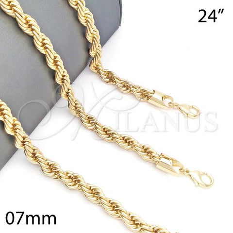 Oro Laminado Basic Necklace, Gold Filled Style Rope Design, Polished, Golden Finish, 04.213.0207.24