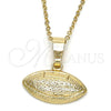 Oro Laminado Fancy Pendant, Gold Filled Style Ball Design, Diamond Cutting Finish, Golden Finish, 5.183.043