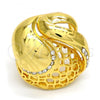 Oro Laminado Multi Stone Ring, Gold Filled Style Greek Key Design, with White Crystal, Polished, Golden Finish, 01.241.0029.10 (Size 10)
